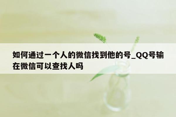 如何通过一个人的微信找到他的号_QQ号输在微信可以查找人吗