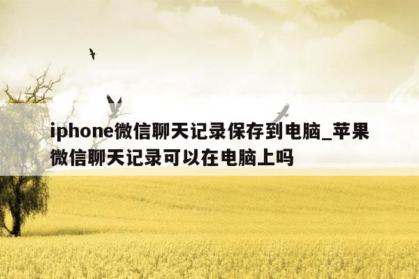 iphone微信聊天记录保存到电脑_苹果微信聊天记录可以在电脑上吗