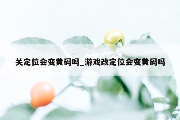 关定位会变黄码吗_游戏改定位会变黄码吗