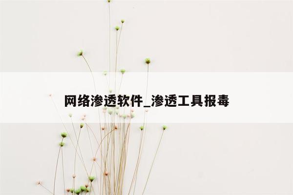 网络渗透软件_渗透工具报毒