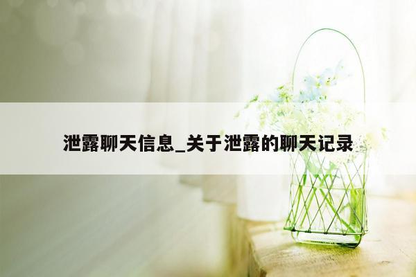 泄露聊天信息_关于泄露的聊天记录