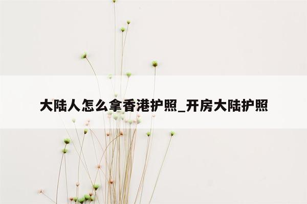 大陆人怎么拿香港护照_开房大陆护照