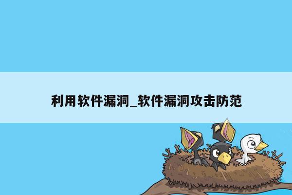 利用软件漏洞_软件漏洞攻击防范