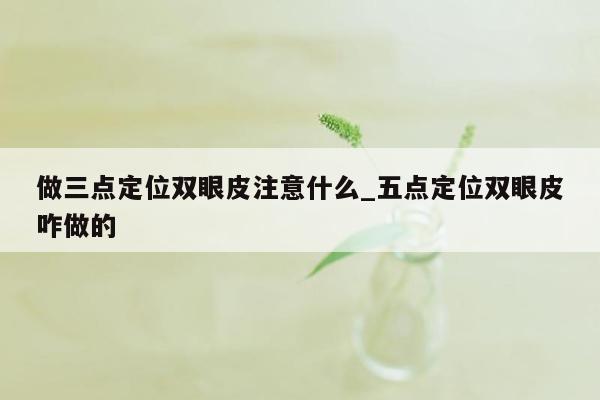 做三点定位双眼皮注意什么_五点定位双眼皮咋做的