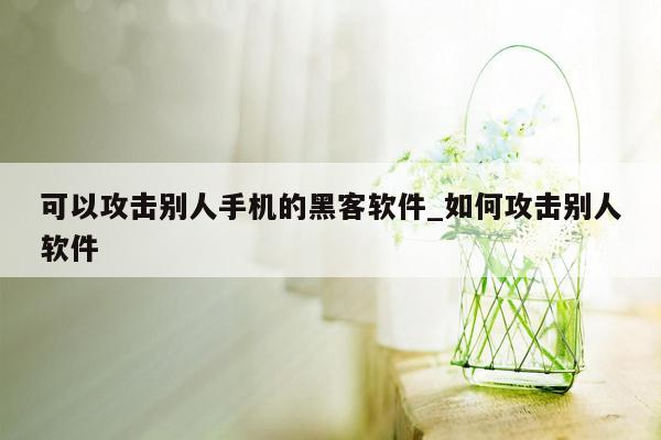 可以攻击别人手机的黑客软件_如何攻击别人软件