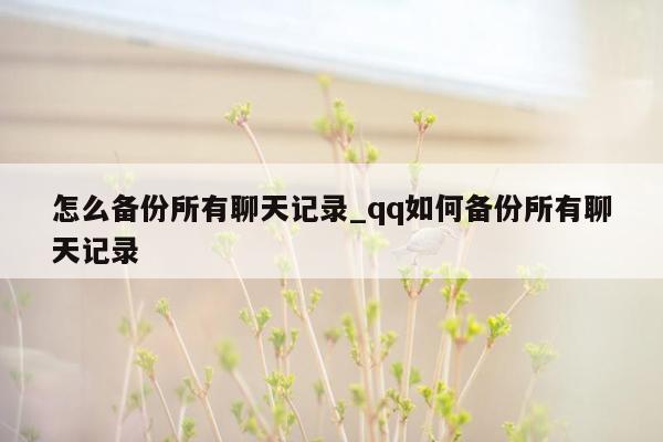 怎么备份所有聊天记录_qq如何备份所有聊天记录