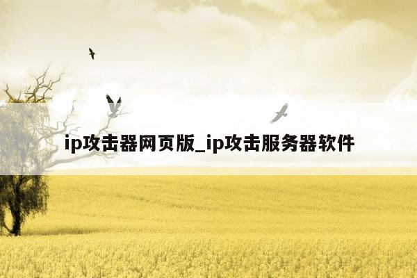 ip攻击器网页版_ip攻击服务器软件