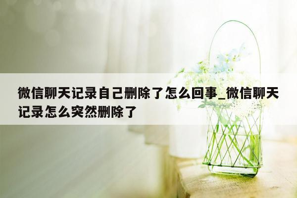 微信聊天记录自己删除了怎么回事_微信聊天记录怎么突然删除了