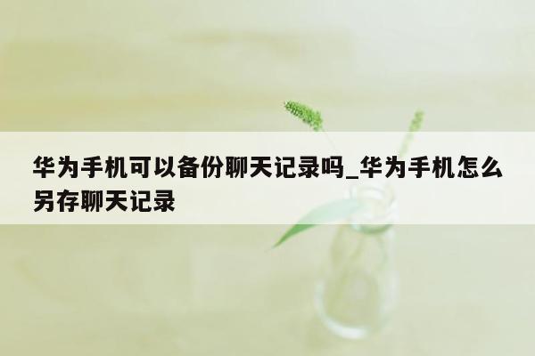 华为手机可以备份聊天记录吗_华为手机怎么另存聊天记录