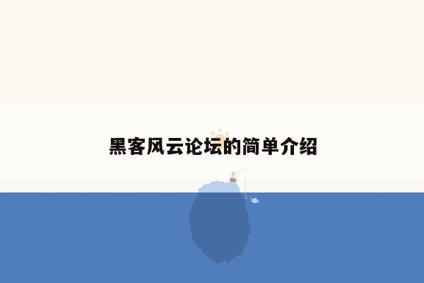 黑客风云论坛的简单介绍