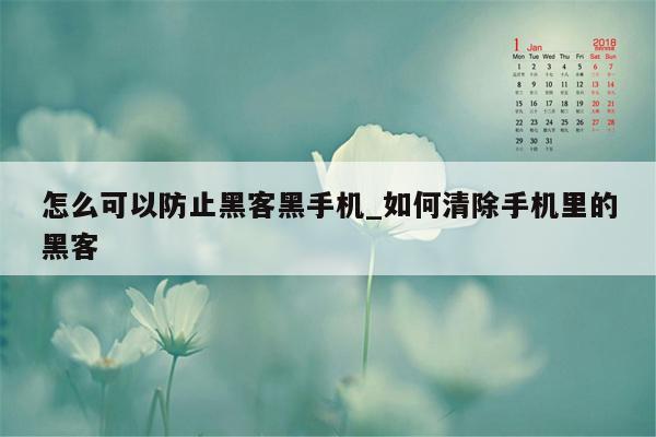 怎么可以防止黑客黑手机_如何清除手机里的黑客