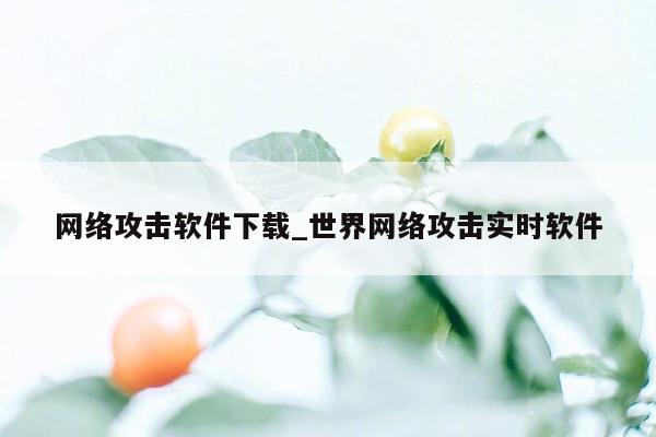 网络攻击软件下载_世界网络攻击实时软件