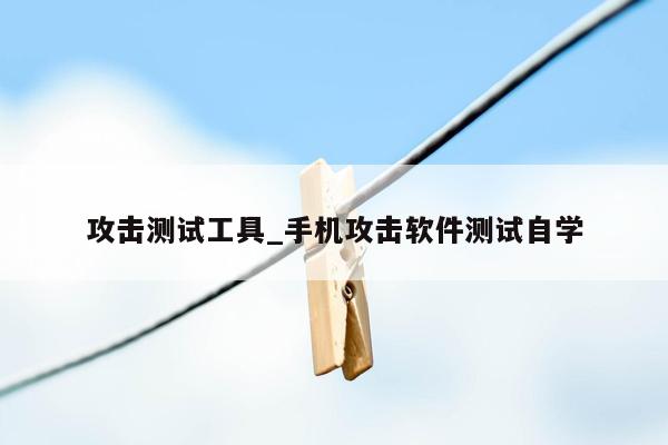 攻击测试工具_手机攻击软件测试自学