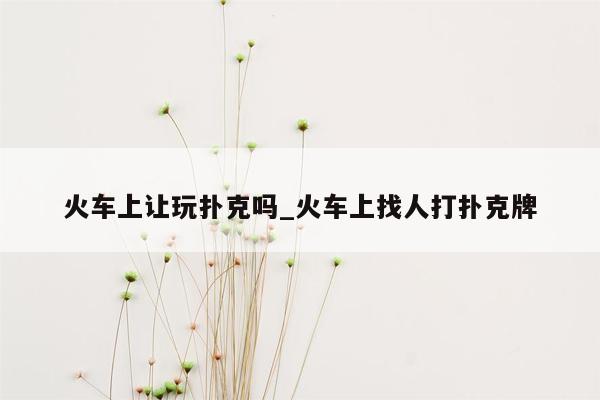 火车上让玩扑克吗_火车上找人打扑克牌