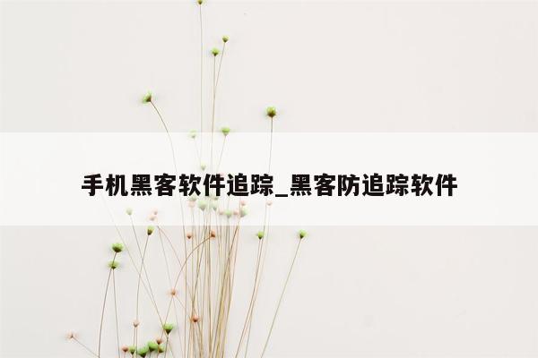 手机黑客软件追踪_黑客防追踪软件