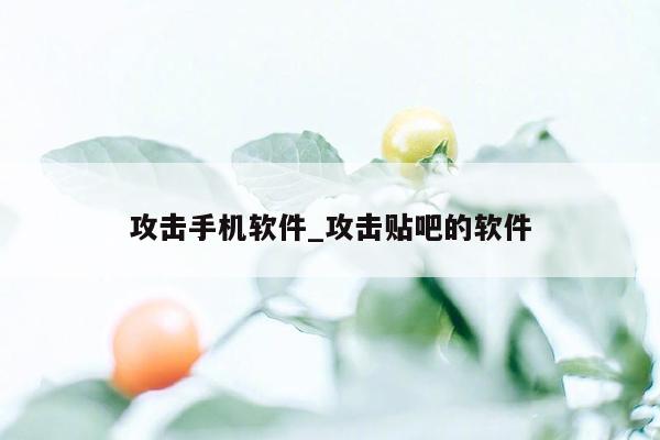 攻击手机软件_攻击贴吧的软件