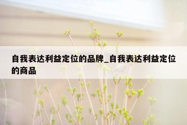 自我表达利益定位的品牌_自我表达利益定位的商品