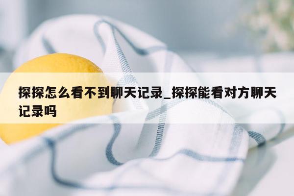 探探怎么看不到聊天记录_探探能看对方聊天记录吗