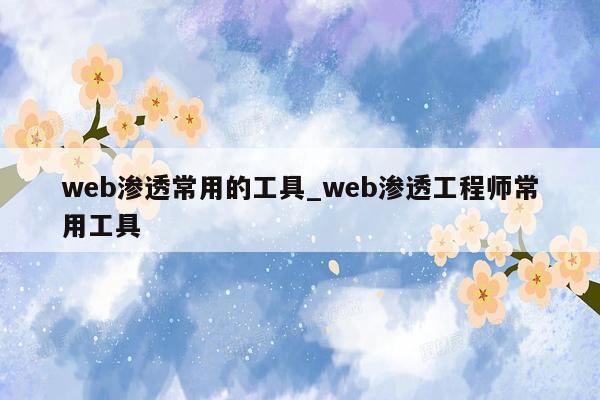 web渗透常用的工具_web渗透工程师常用工具