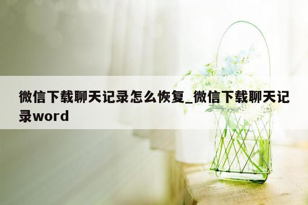 微信下载聊天记录怎么恢复_微信下载聊天记录word