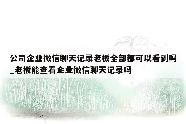 公司企业微信聊天记录老板全部都可以看到吗_老板能查看企业微信聊天记录吗