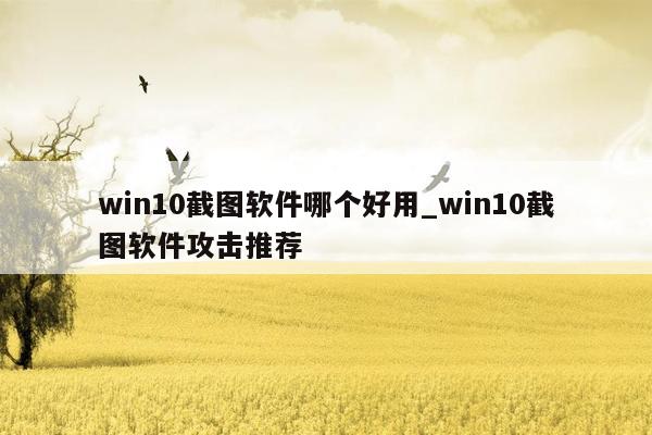 win10截图软件哪个好用_win10截图软件攻击推荐