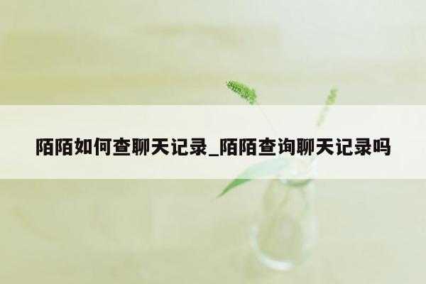 陌陌如何查聊天记录_陌陌查询聊天记录吗