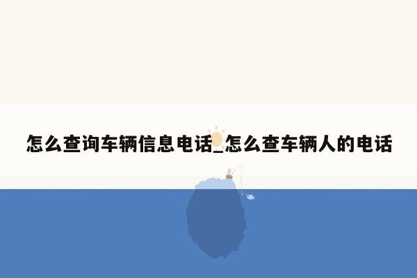 怎么查询车辆信息电话_怎么查车辆人的电话