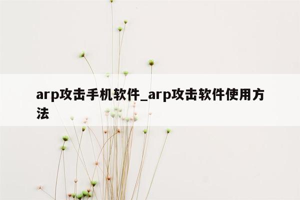 arp攻击手机软件_arp攻击软件使用方法