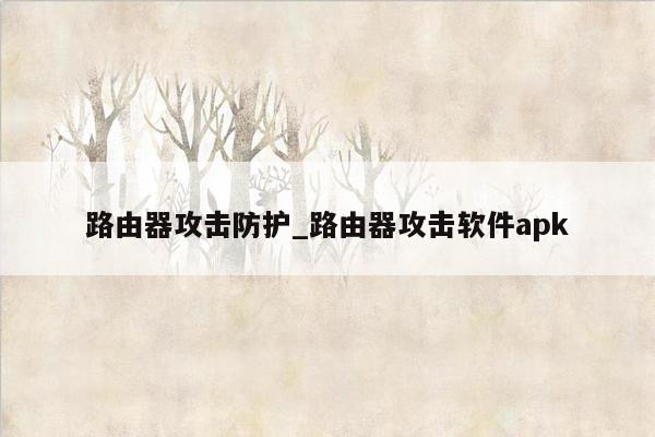 路由器攻击防护_路由器攻击软件apk