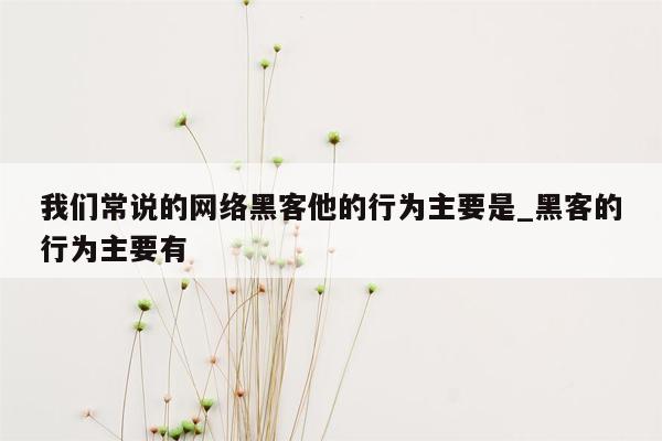 我们常说的网络黑客他的行为主要是_黑客的行为主要有