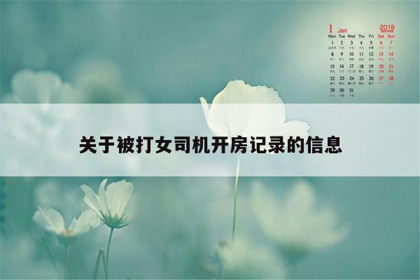 关于被打女司机开房记录的信息