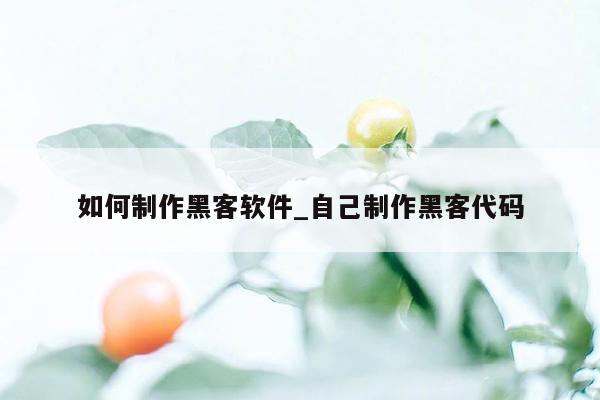 如何制作黑客软件_自己制作黑客代码