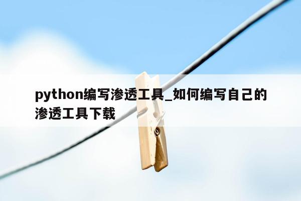 python编写渗透工具_如何编写自己的渗透工具下载