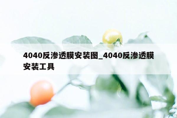 4040反渗透膜安装图_4040反渗透膜安装工具