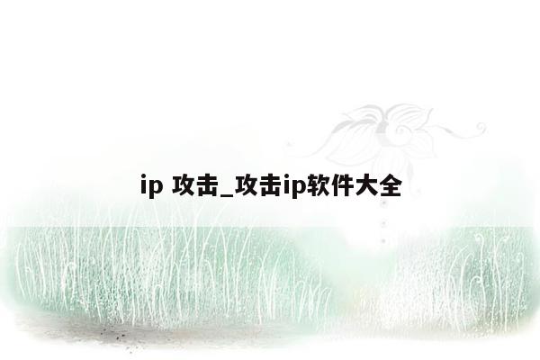 ip 攻击_攻击ip软件大全