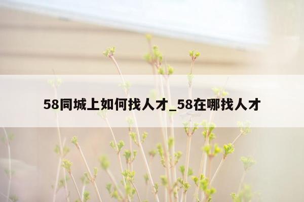 58同城上如何找人才_58在哪找人才