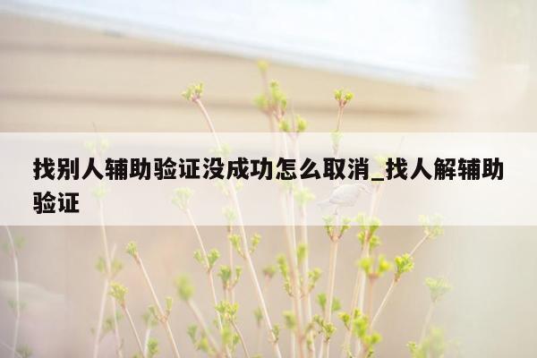 找别人辅助验证没成功怎么取消_找人解辅助验证