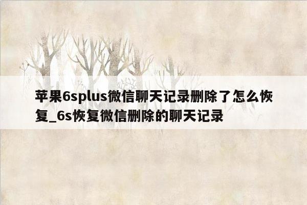 苹果6splus微信聊天记录删除了怎么恢复_6s恢复微信删除的聊天记录