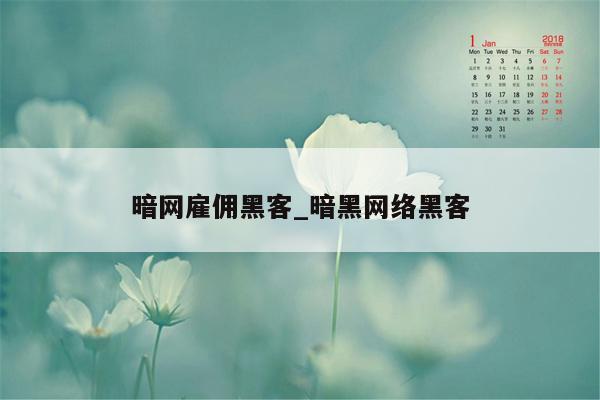 暗网雇佣黑客_暗黑网络黑客