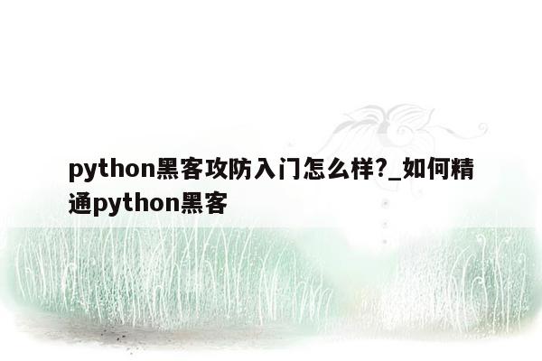 python黑客攻防入门怎么样?_如何精通python黑客