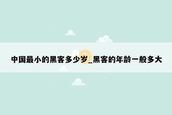 中国最小的黑客多少岁_黑客的年龄一般多大