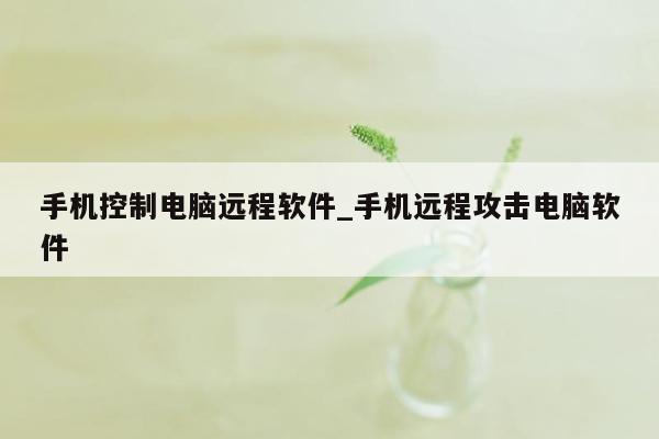 手机控制电脑远程软件_手机远程攻击电脑软件