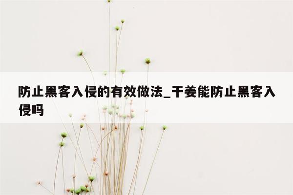 防止黑客入侵的有效做法_干姜能防止黑客入侵吗