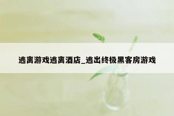 逃离游戏逃离酒店_逃出终极黑客房游戏