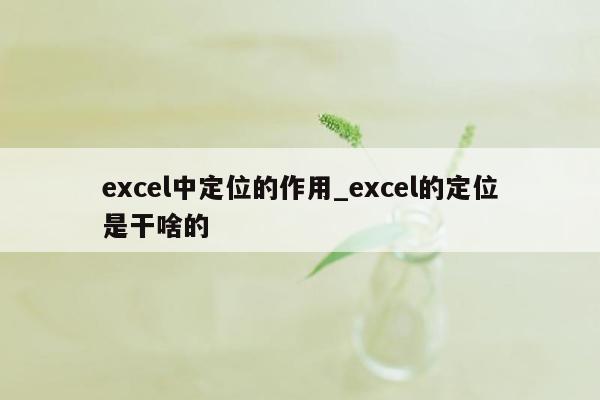 excel中定位的作用_excel的定位是干啥的