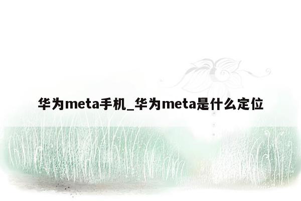 华为meta手机_华为meta是什么定位