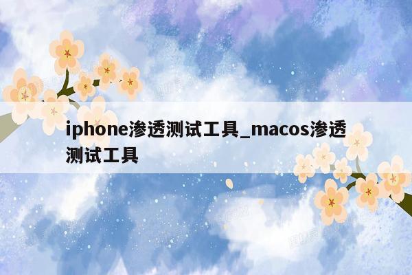 iphone渗透测试工具_macos渗透测试工具