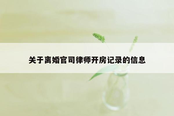 关于离婚官司律师开房记录的信息