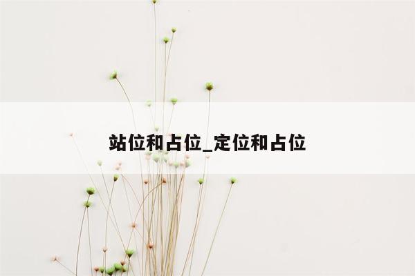 站位和占位_定位和占位